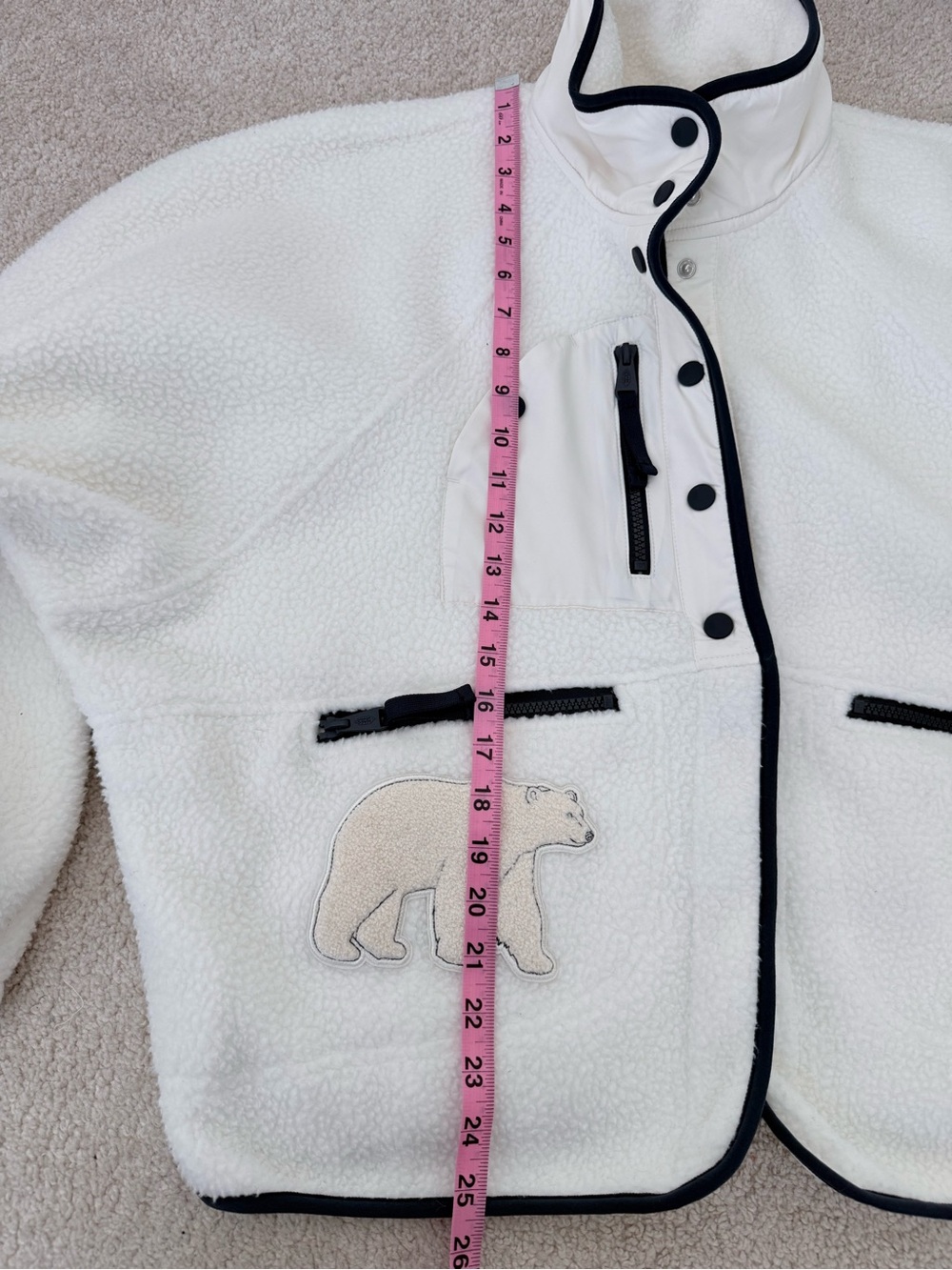 Free People Hit the Slopes Patch Fleece Jacket with Navy Trim- NWOT - Picture 11 of 15